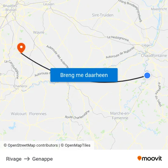Rivage to Genappe map