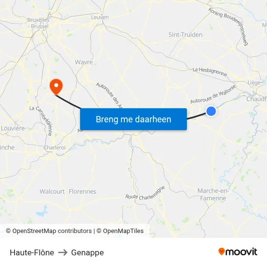 Haute-Flône to Genappe map
