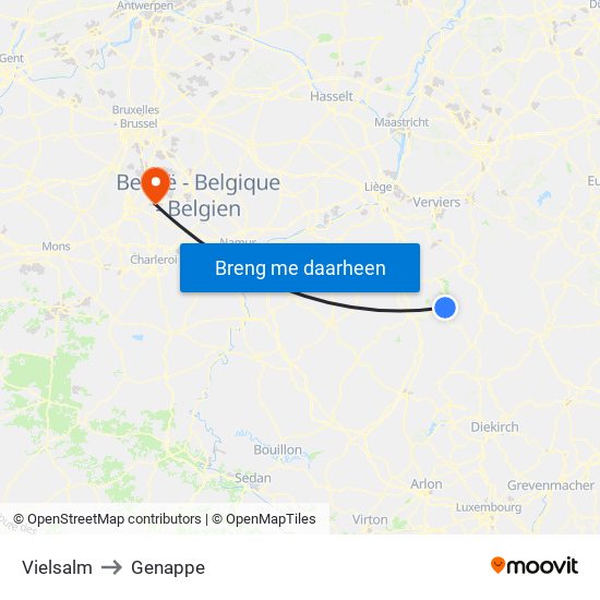 Vielsalm to Genappe map