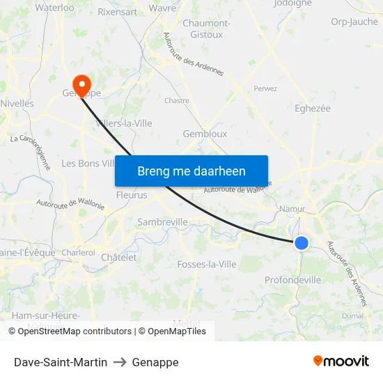 Dave-Saint-Martin to Genappe map