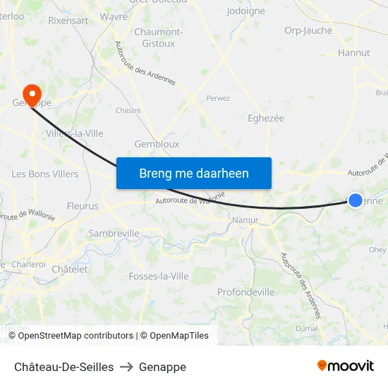 Château-De-Seilles to Genappe map