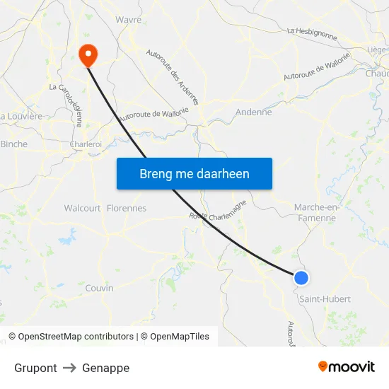 Grupont to Genappe map