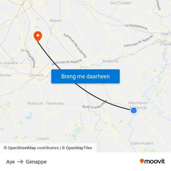 Aye to Genappe map