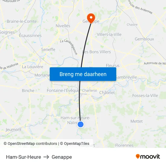 Ham-Sur-Heure to Genappe map