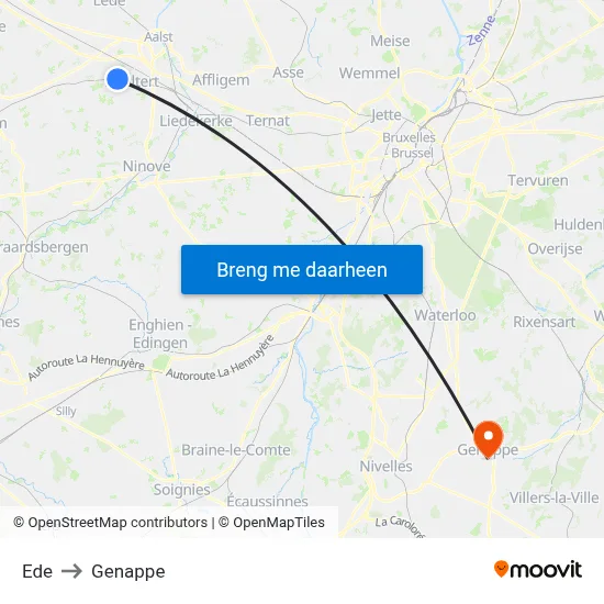 Ede to Genappe map