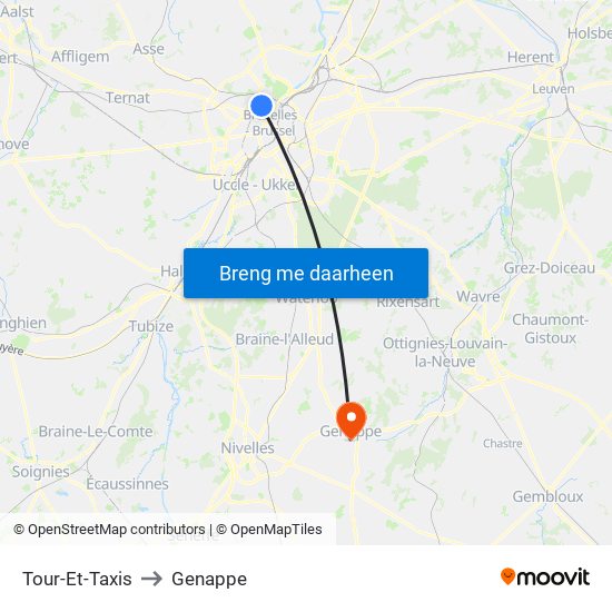 Tour-Et-Taxis to Genappe map