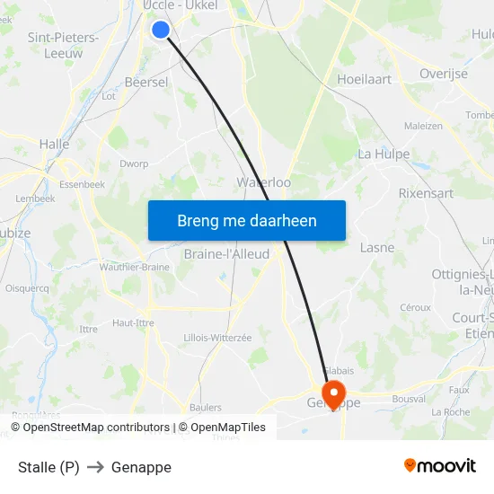 Stalle (P) to Genappe map