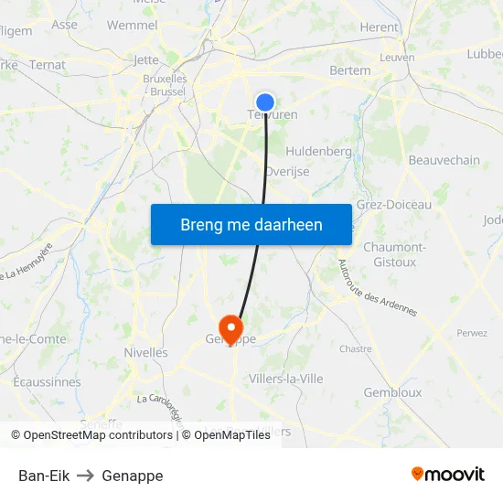 Ban-Eik to Genappe map