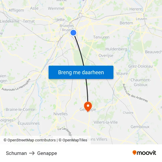 Schuman to Genappe map