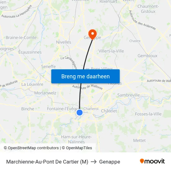 Marchienne-Au-Pont De Cartier (M) to Genappe map