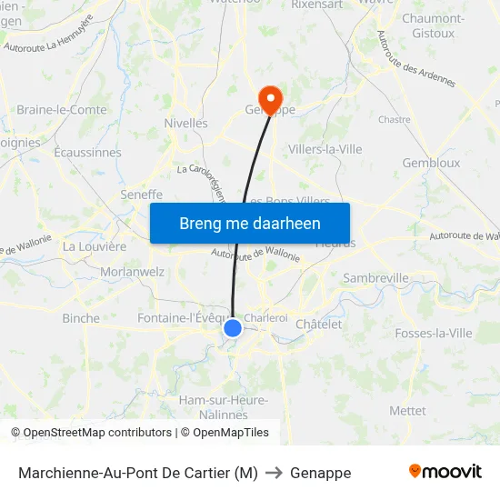 Marchienne-Au-Pont De Cartier (M) to Genappe map