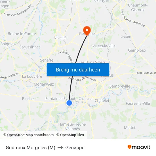 Goutroux Morgnies (M) to Genappe map