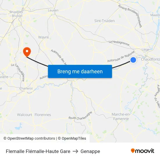Flemalle Flémalle-Haute Gare to Genappe map