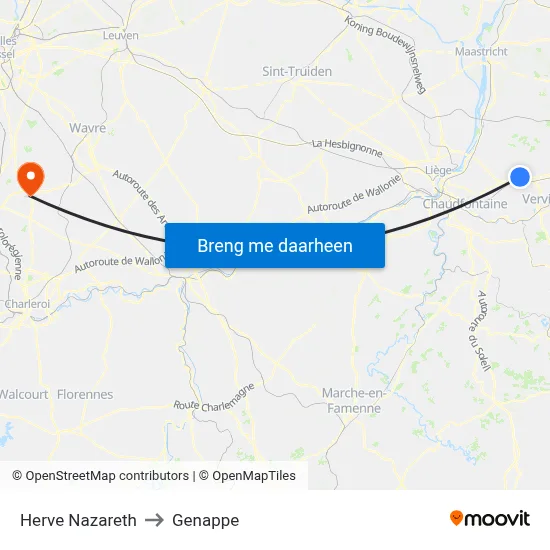Herve Nazareth to Genappe map