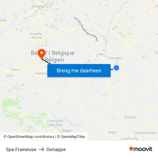 Spa Fraineuse to Genappe map