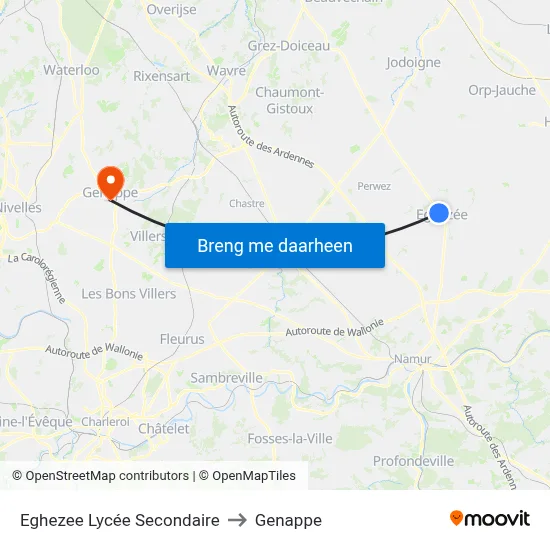 Eghezee Lycée Secondaire to Genappe map