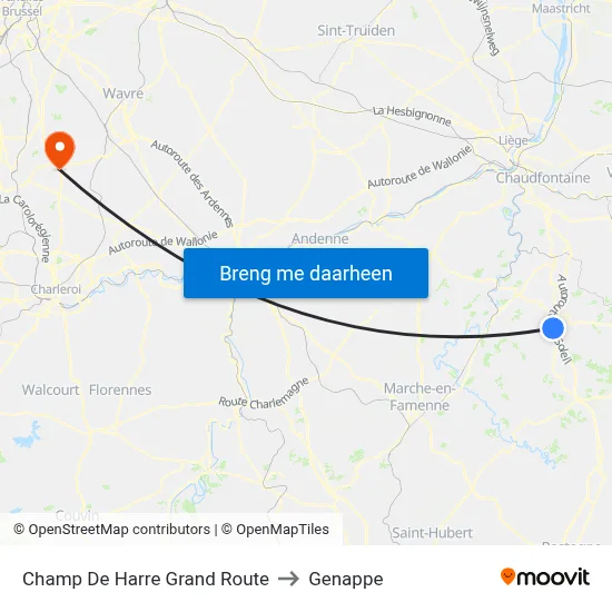 Champ De Harre Grand Route to Genappe map