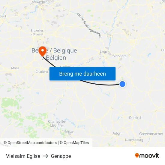 Vielsalm Eglise to Genappe map