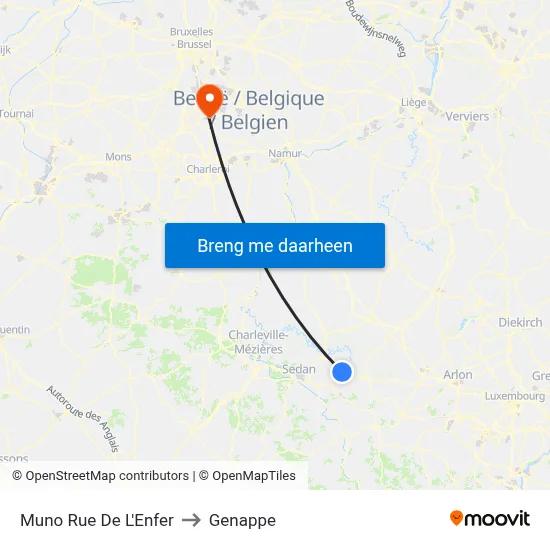 Muno Rue De L'Enfer to Genappe map