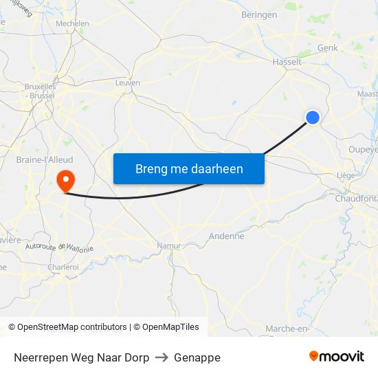Neerrepen Weg Naar Dorp to Genappe map