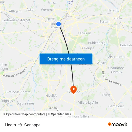 Liedts to Genappe map