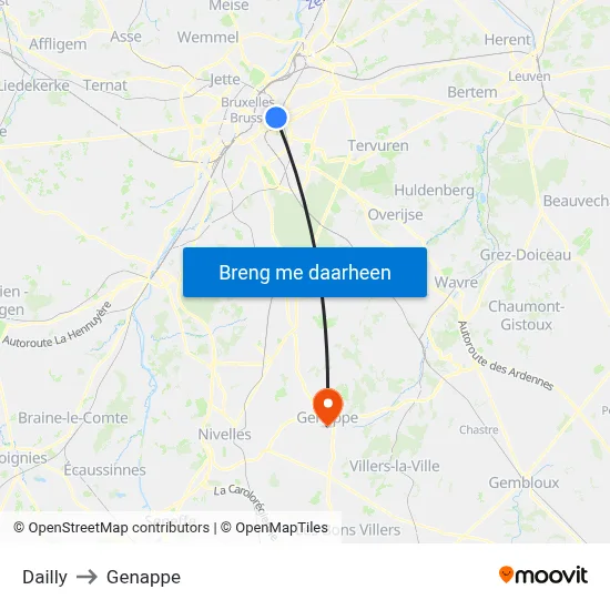 Dailly to Genappe map