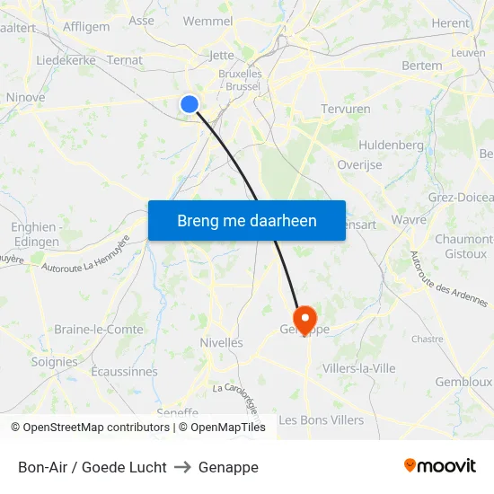 Bon-Air / Goede Lucht to Genappe map