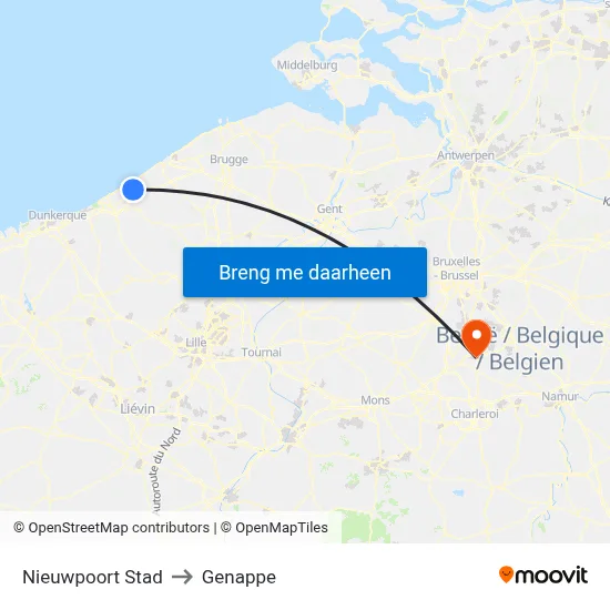 Nieuwpoort Stad to Genappe map