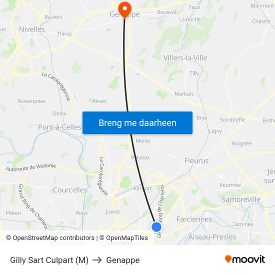 Gilly Sart Culpart (M) to Genappe map