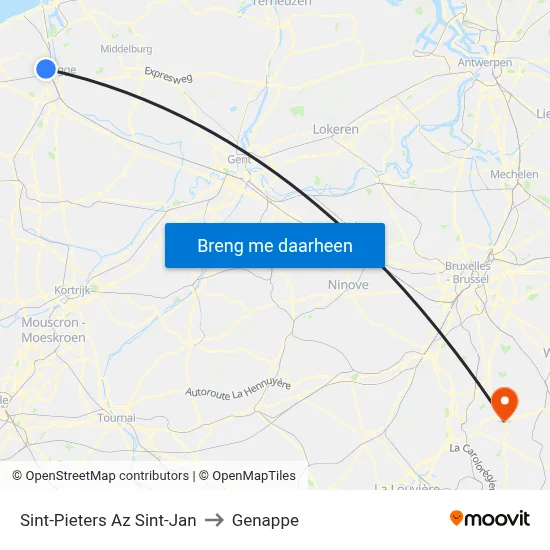 Sint-Pieters Az Sint-Jan to Genappe map
