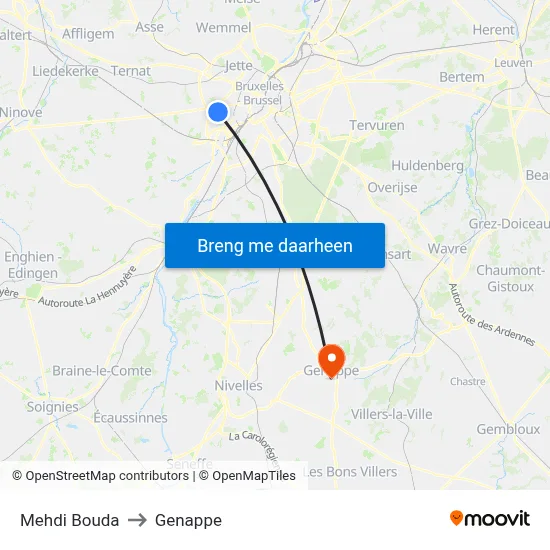 Mehdi Bouda to Genappe map