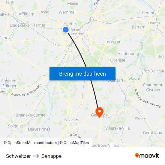 Schweitzer to Genappe map