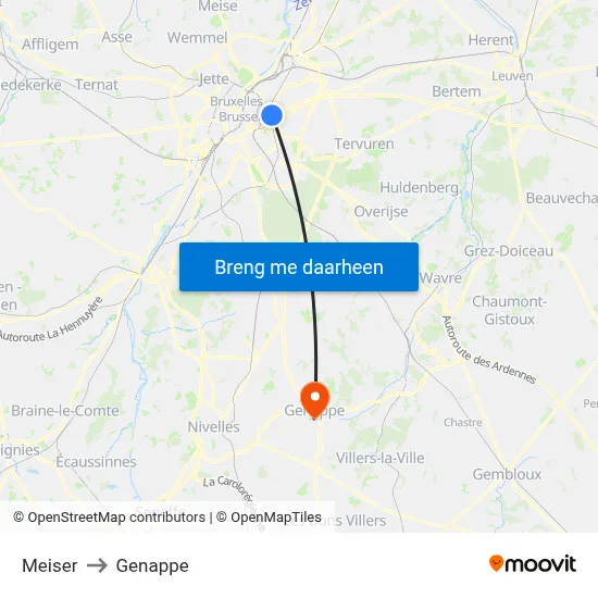 Meiser to Genappe map