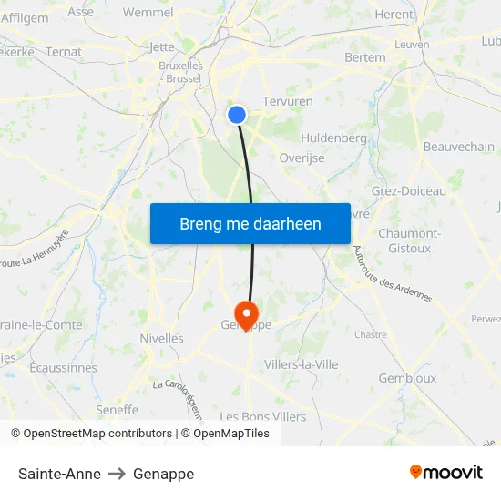 Sainte-Anne to Genappe map