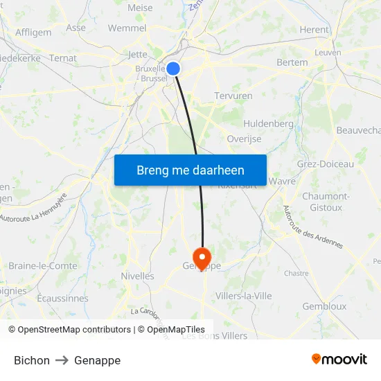 Bichon to Genappe map