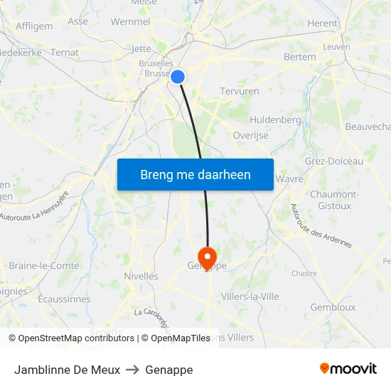 Jamblinne De Meux to Genappe map
