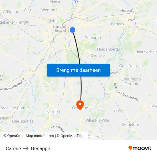 Carene to Genappe map