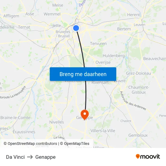 Da Vinci to Genappe map