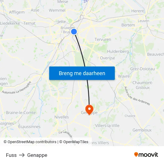 Fuss to Genappe map