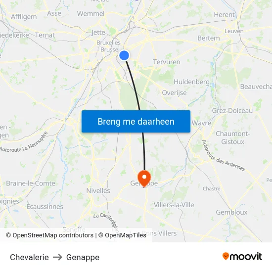 Chevalerie to Genappe map
