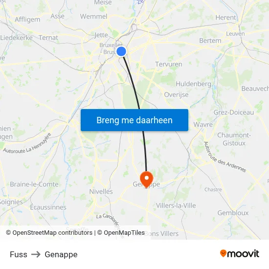 Fuss to Genappe map