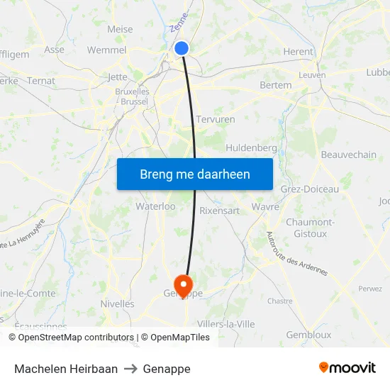 Machelen Heirbaan to Genappe map