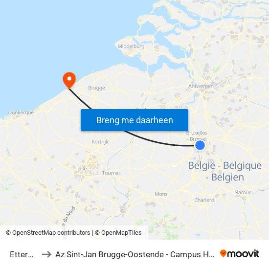 Etterbeek to Az Sint-Jan Brugge-Oostende - Campus Hendrik Serruys map