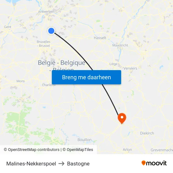 Malines-Nekkerspoel to Bastogne map