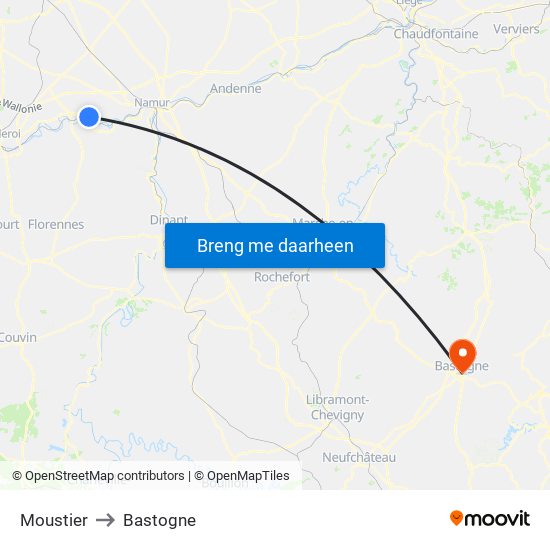 Moustier to Bastogne map