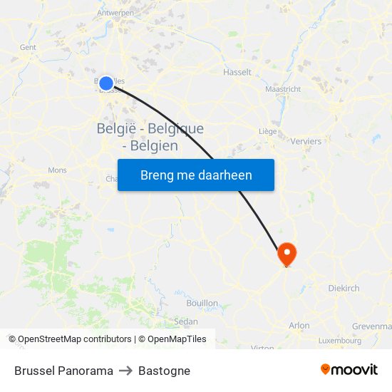 Brussel Panorama to Bastogne map