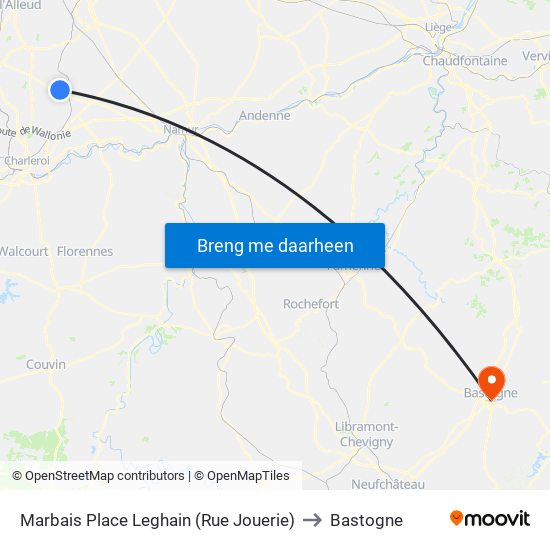 Marbais Place Leghain (Rue Jouerie) to Bastogne map