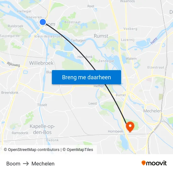 Boom to Mechelen map