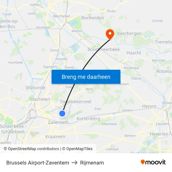 Brussels Airport-Zaventem to Rijmenam map