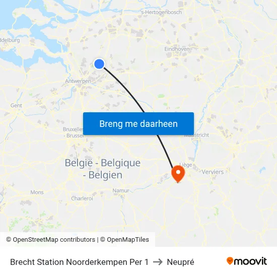 Brecht Station Noorderkempen Per 1 to Neupré map